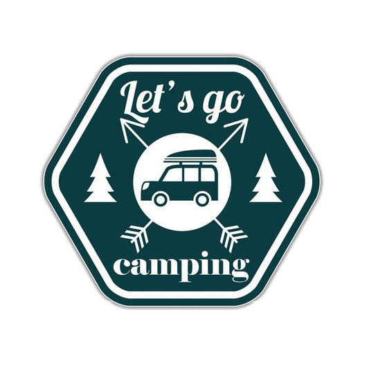 14CM*12.7CM Funny Let's Go Camping   Motorcycle Car Sticker 11-00388