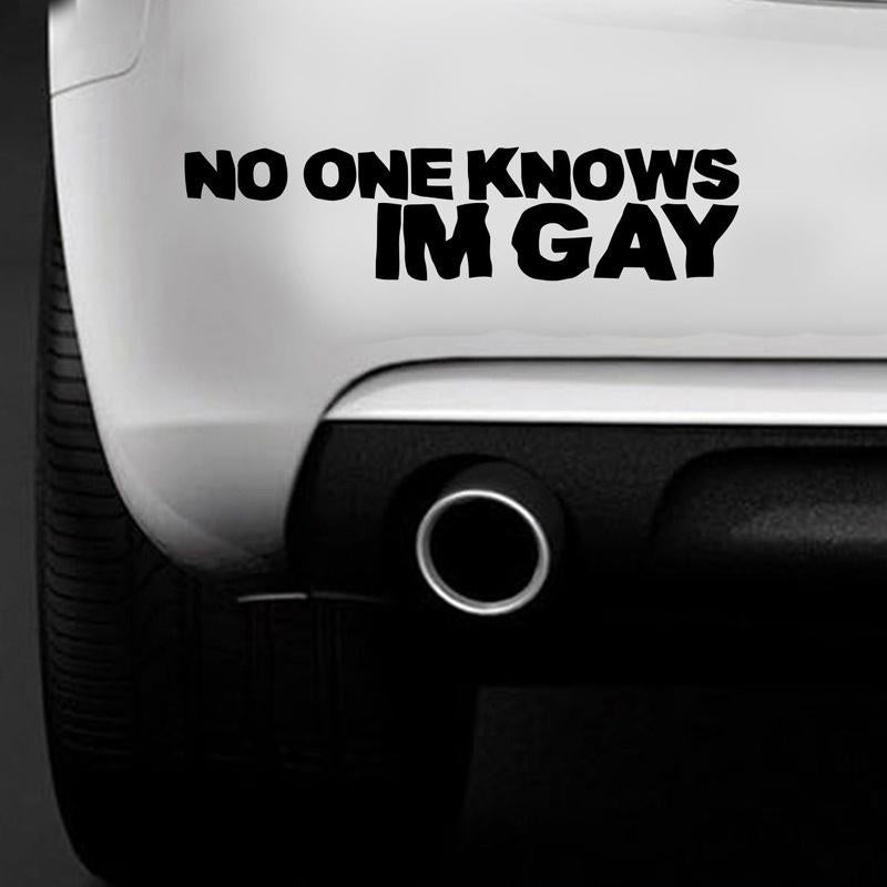 2018 NEW  NO ONE KNOWS IM GAY Funny Car Bumper Sticker