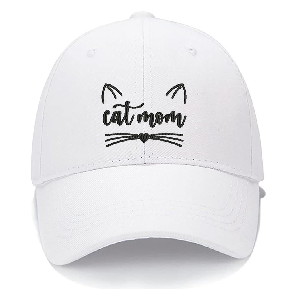 Cat Mom Love Heart Ears Kitten Pet Whiskers Men Women Unisex Baseball Cap Classic Low Profile Adjustable Strapback Baseball Cap Dad-Hat