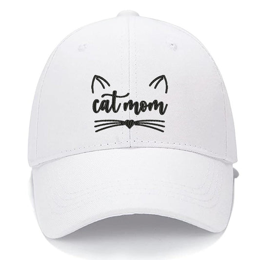 Cat Mom Love Heart Ears Kitten Pet Whiskers Men Women Unisex Baseball Cap Classic Low Profile Adjustable Strapback Baseball Cap Dad-Hat