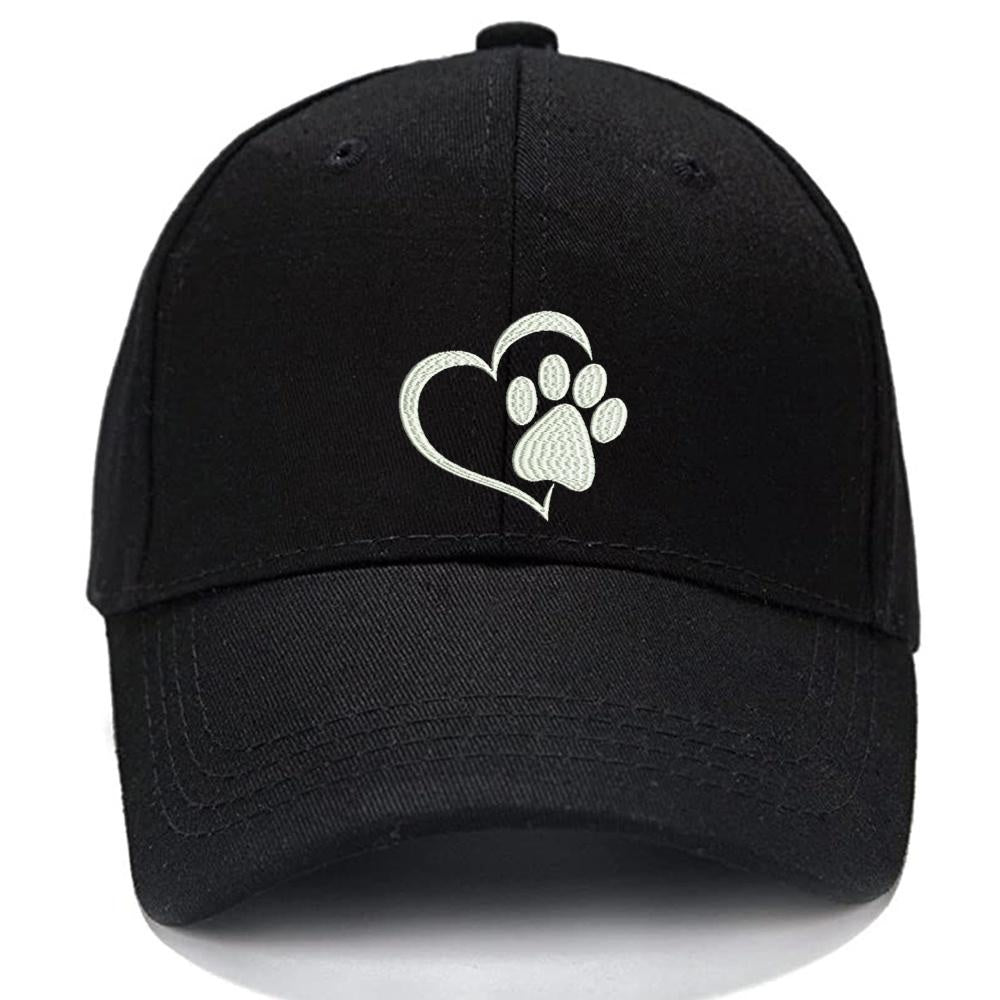 PAW HEART Animal Adopt Dog Cat Love Pet Men Women Unisex Baseball Cap Classic Low Profile Adjustable Strapback Baseball Cap Dad-Hat