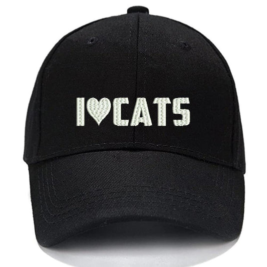 I LOVE CATS Men Women Unisex Baseball Cap Classic Low Profile Adjustable Strapback Baseball Cap Dad-Hat