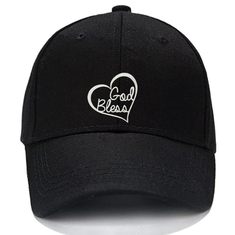 GOD BLESS HEART Love Jesus Bible Christian Men Women Unisex Baseball Cap Classic Low Profile Adjustable Strapback Baseball Cap Dad-Hat