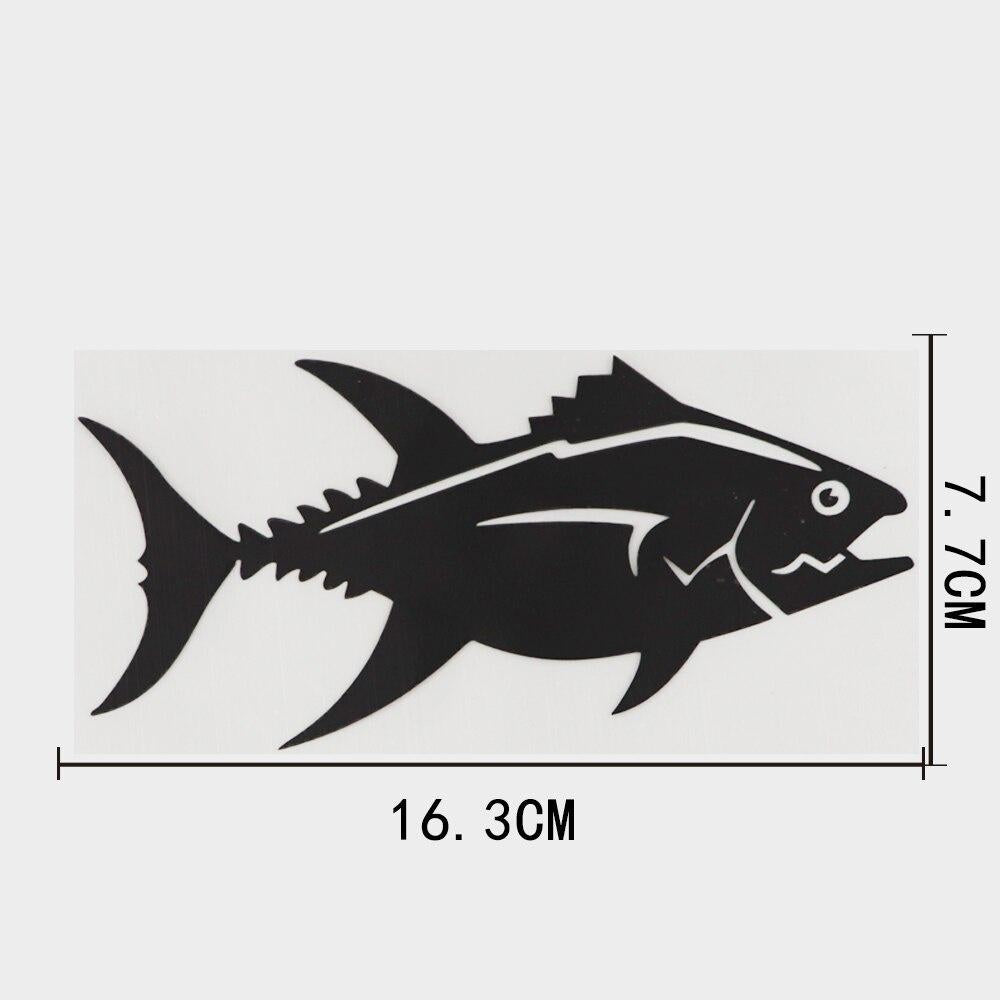 16.3CM×7.7CM Marine Animal Fish Decal Black/Silver Vinyl Car Stickers