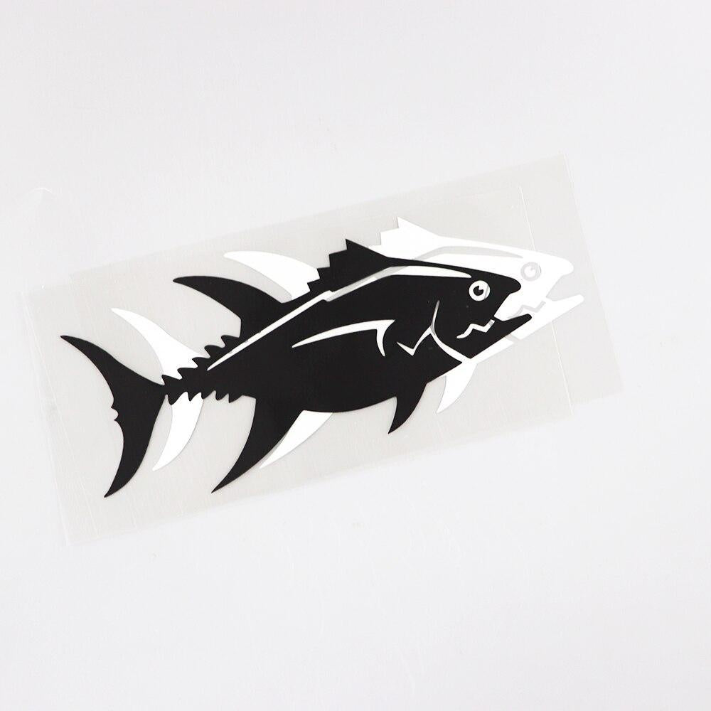 16.3CM×7.7CM Marine Animal Fish Decal Black/Silver Vinyl Car Stickers