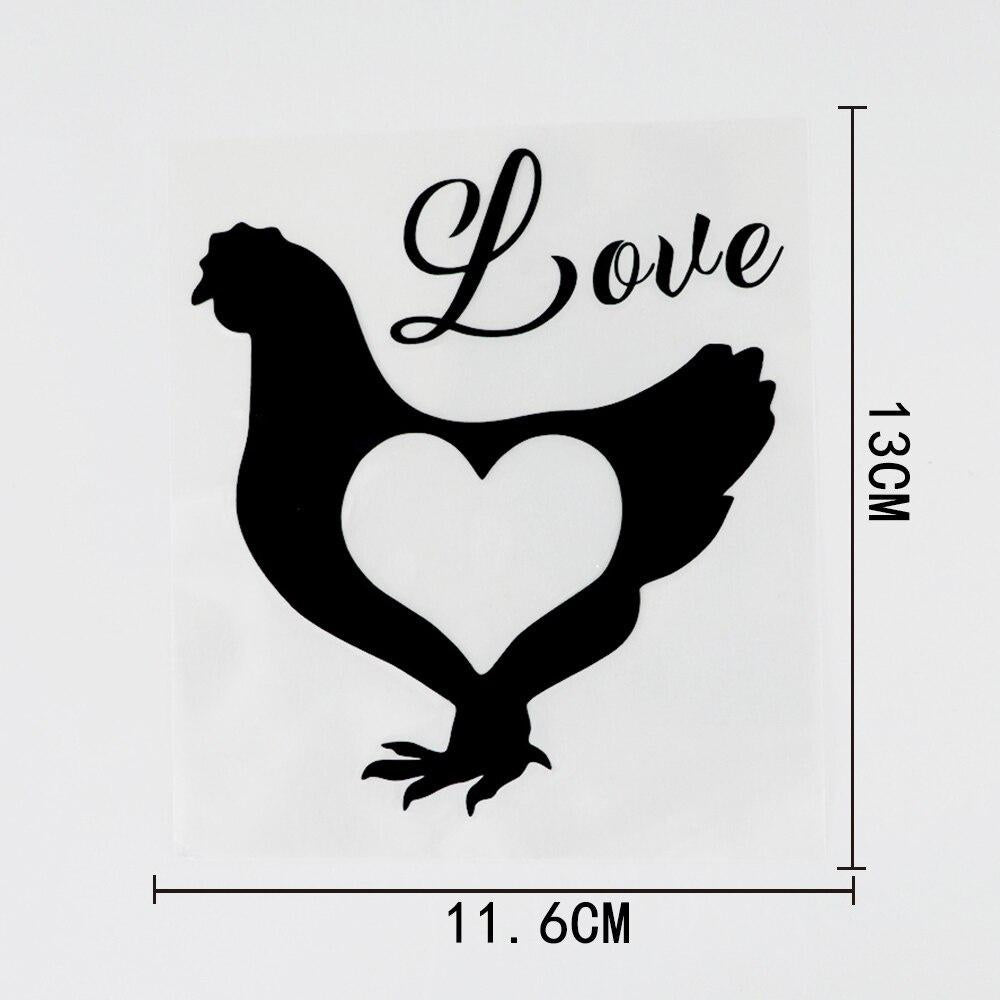 11.6CM×13CM Interesting Animal Love Rooster Farm Car Sticker Black/Silver Vinyl