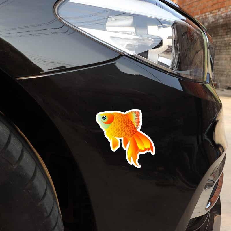12.5CM*12.2CM Fashion Animal Yellow Cartoon Goldfish PVC Decal Car Sticker
