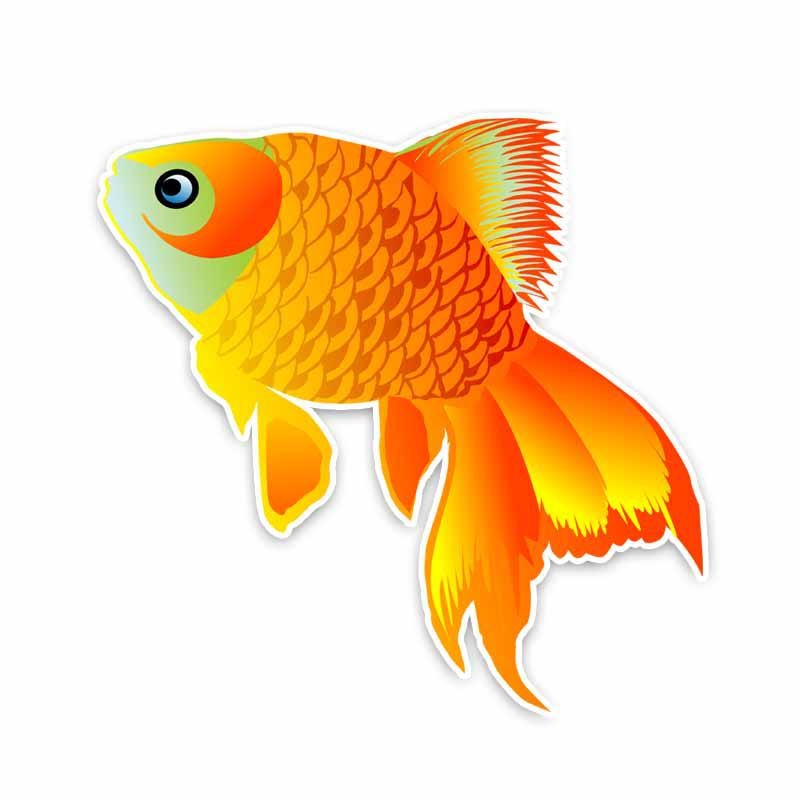 12.5CM*12.2CM Fashion Animal Yellow Cartoon Goldfish PVC Decal Car Sticker