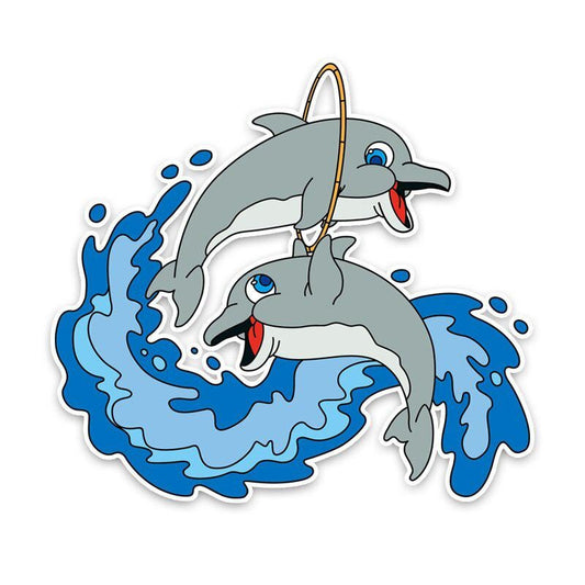 15CM*14CM Cartoon Dolphin Jump Circle PVC Car Exterior Car Sticker Decal