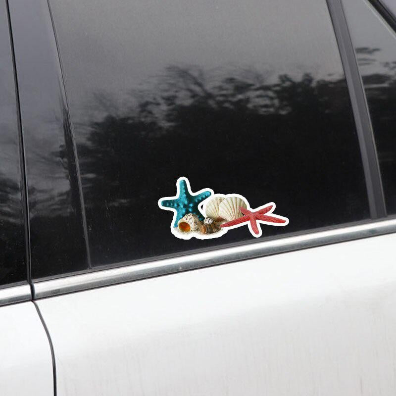 17.5CM*9.5CM Cartoon Marine Organism Seashell Starfish PVC Car Sticker Decal