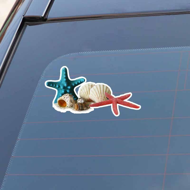 17.5CM*9.5CM Cartoon Marine Organism Seashell Starfish PVC Car Sticker Decal