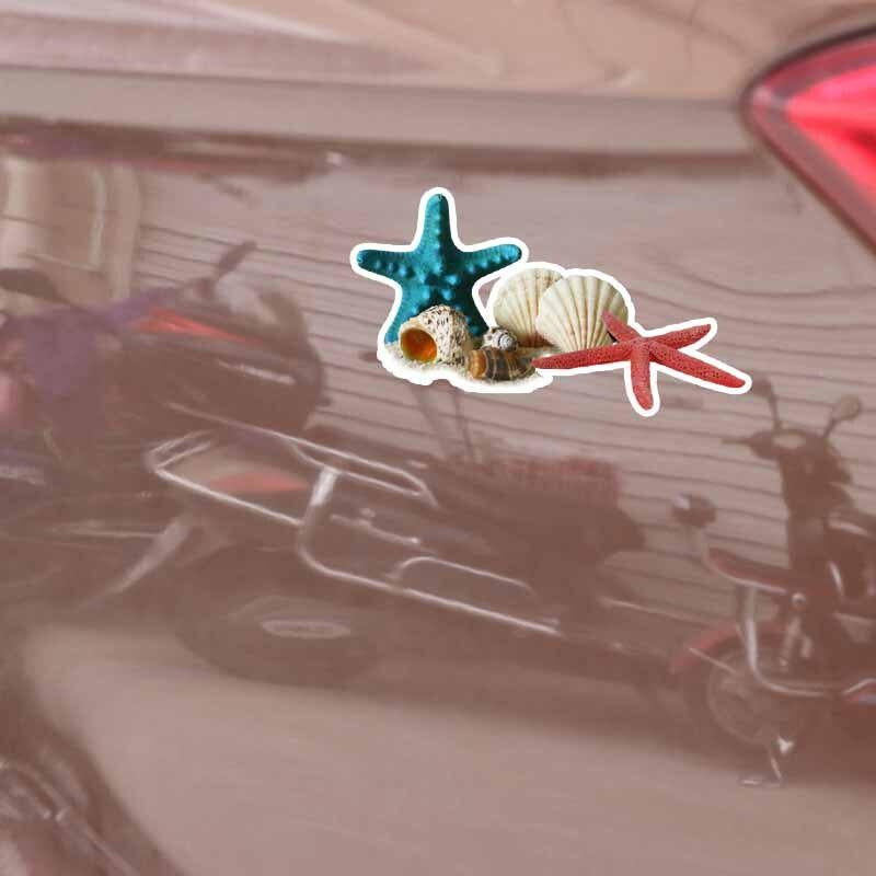 17.5CM*9.5CM Cartoon Marine Organism Seashell Starfish PVC Car Sticker Decal