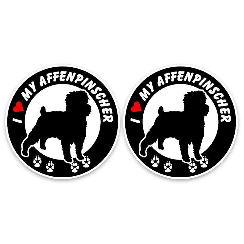 14*14CM 2X I Love My Affenpinscher Dog PVC Car High Quality Sticker Decoration Graphic