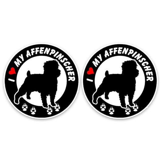 14*14CM 2X I Love My Affenpinscher Dog PVC Car High Quality Sticker Decoration Graphic