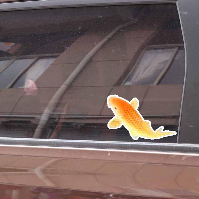 13CM*7.1CM Simple Golden Carp Decorative Pattern PVC Decal Car Sticker