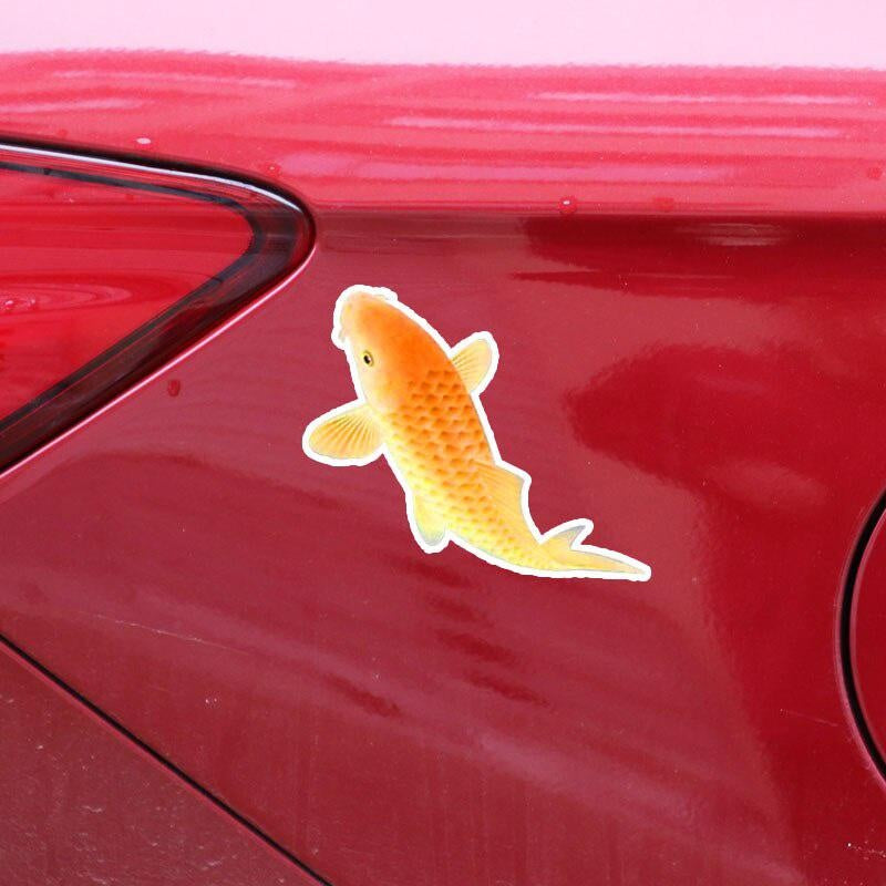 13CM*7.1CM Simple Golden Carp Decorative Pattern PVC Decal Car Sticker