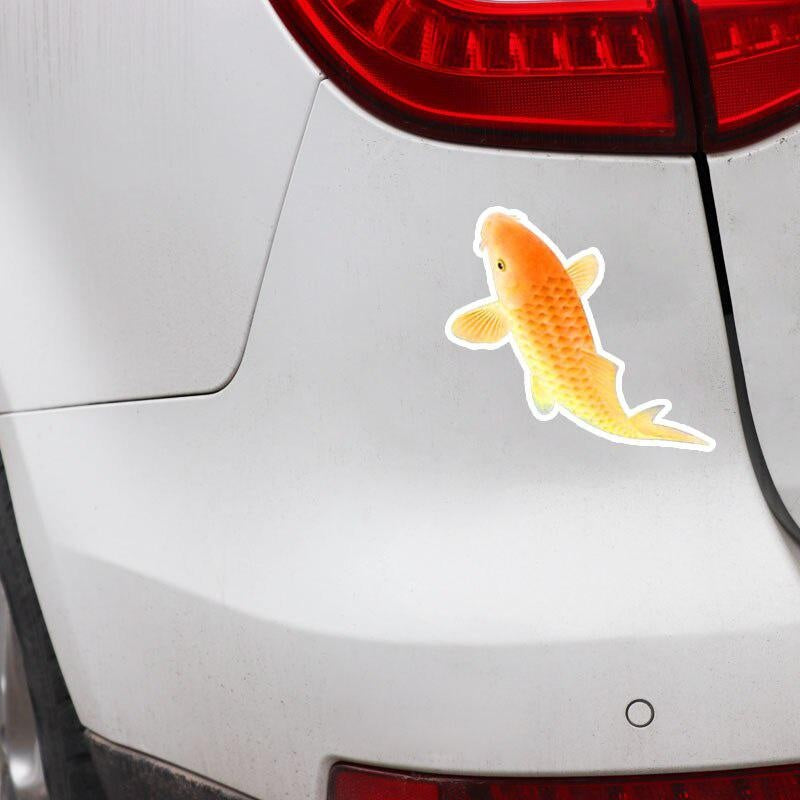 13CM*7.1CM Simple Golden Carp Decorative Pattern PVC Decal Car Sticker