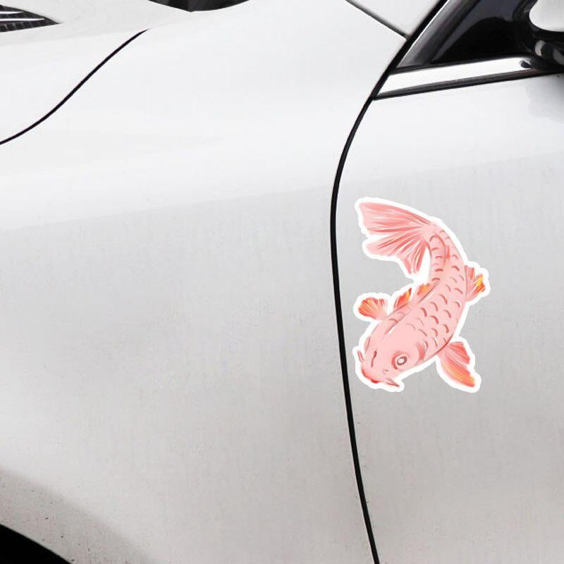 9.2CM*13.2CM Fashion Carp Good Luck Pink Carp PVC Car Exterior Decal Car Sticker