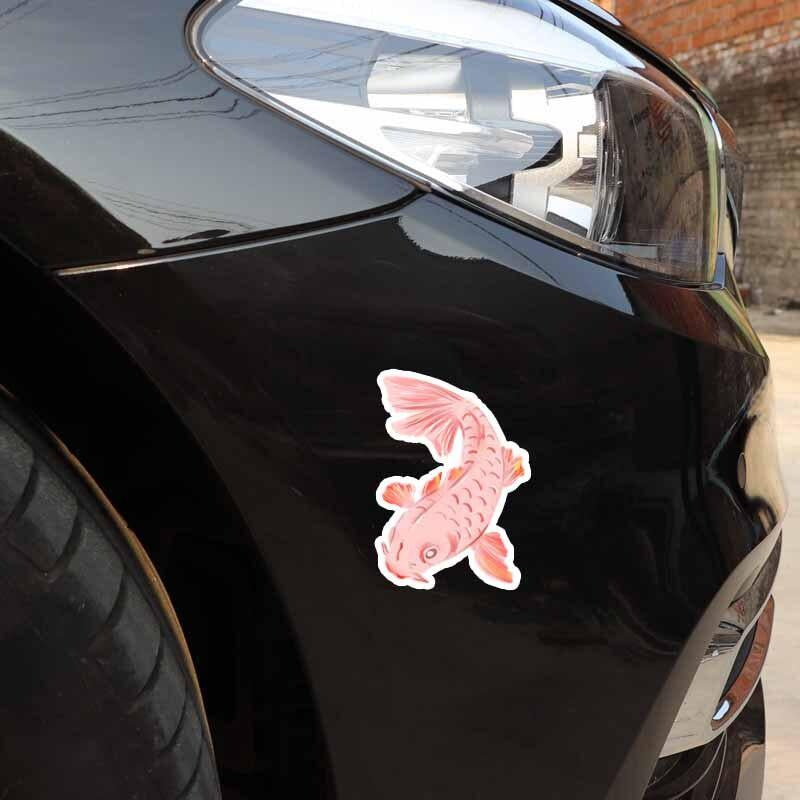 9.2CM*13.2CM Fashion Carp Good Luck Pink Carp PVC Car Exterior Decal Car Sticker