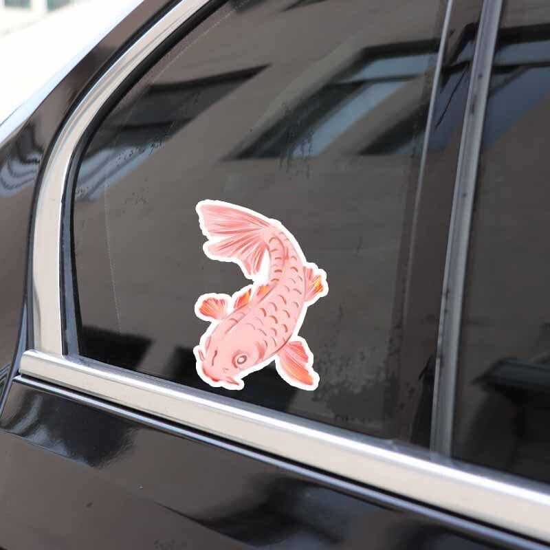 9.2CM*13.2CM Fashion Carp Good Luck Pink Carp PVC Car Exterior Decal Car Sticker