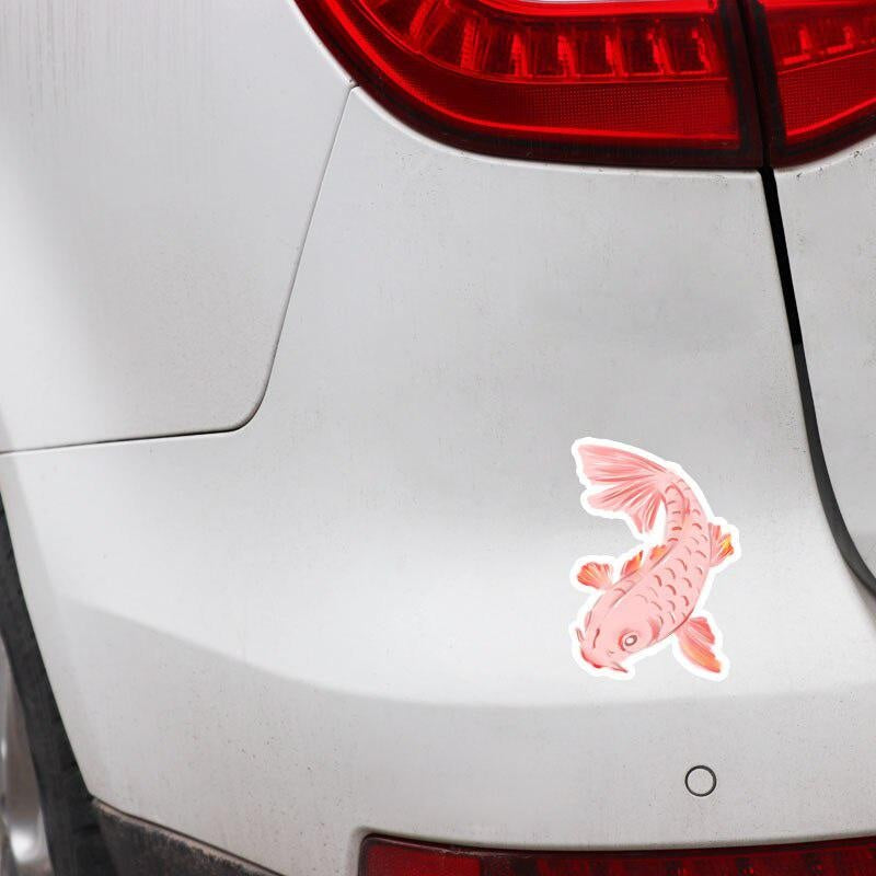 9.2CM*13.2CM Fashion Carp Good Luck Pink Carp PVC Car Exterior Decal Car Sticker