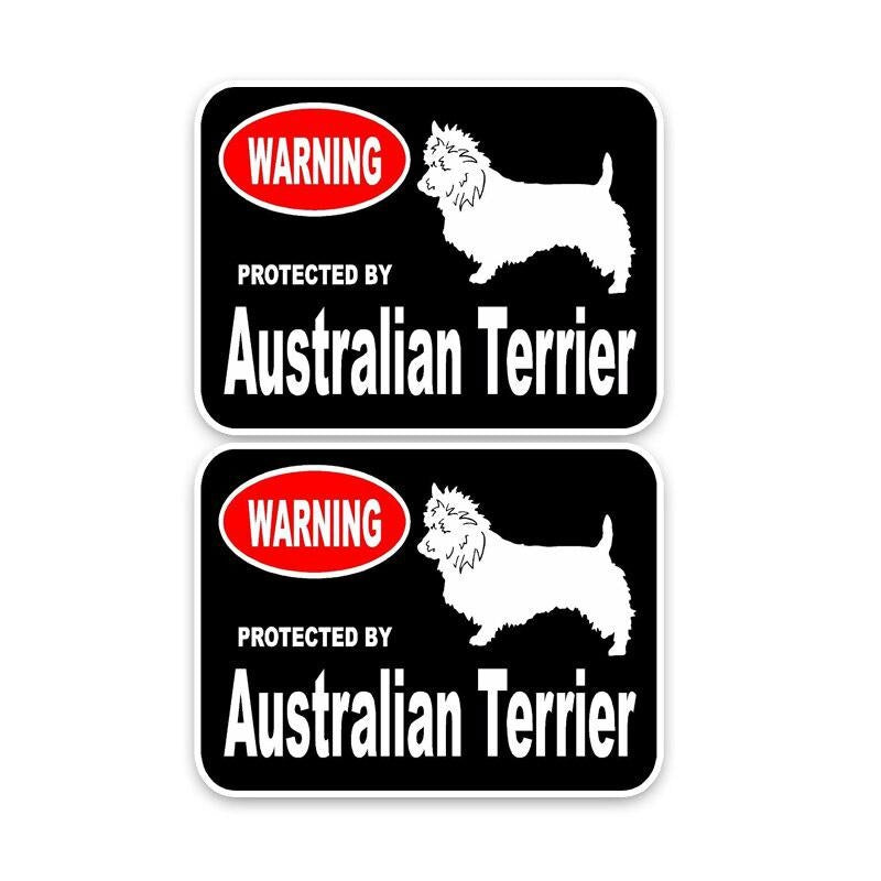 15*11.4CM 2X Australian Terrier Guard Dog Car Decoration Bumper Window Sticker
