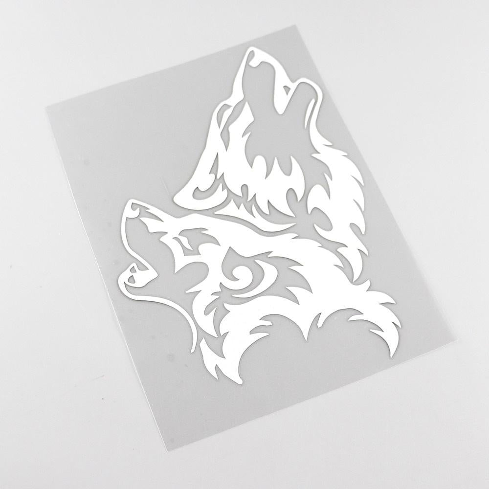 12.4CMX16.7CM  Two Wolves Wolf Head Tribal Southwestern Decals Vinyl Car Sticker