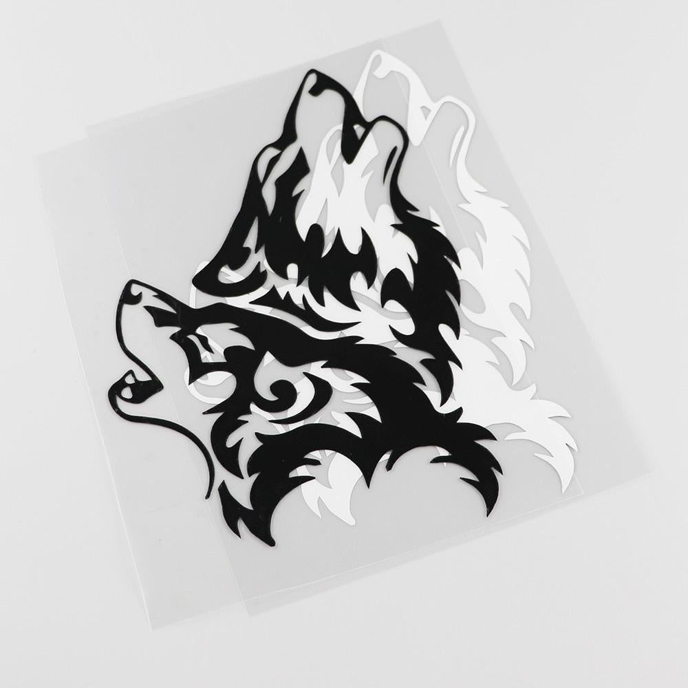 12.4CMX16.7CM  Two Wolves Wolf Head Tribal Southwestern Decals Vinyl Car Sticker