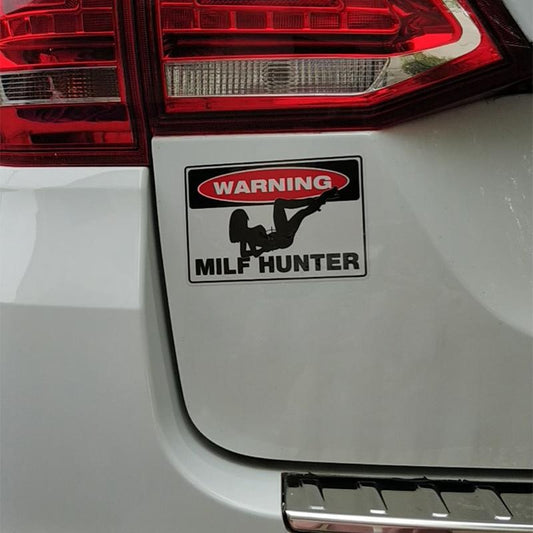 13.7CM*9CM Fashion  WARNING MILF HUNTER Car Sticker Decal PVC
