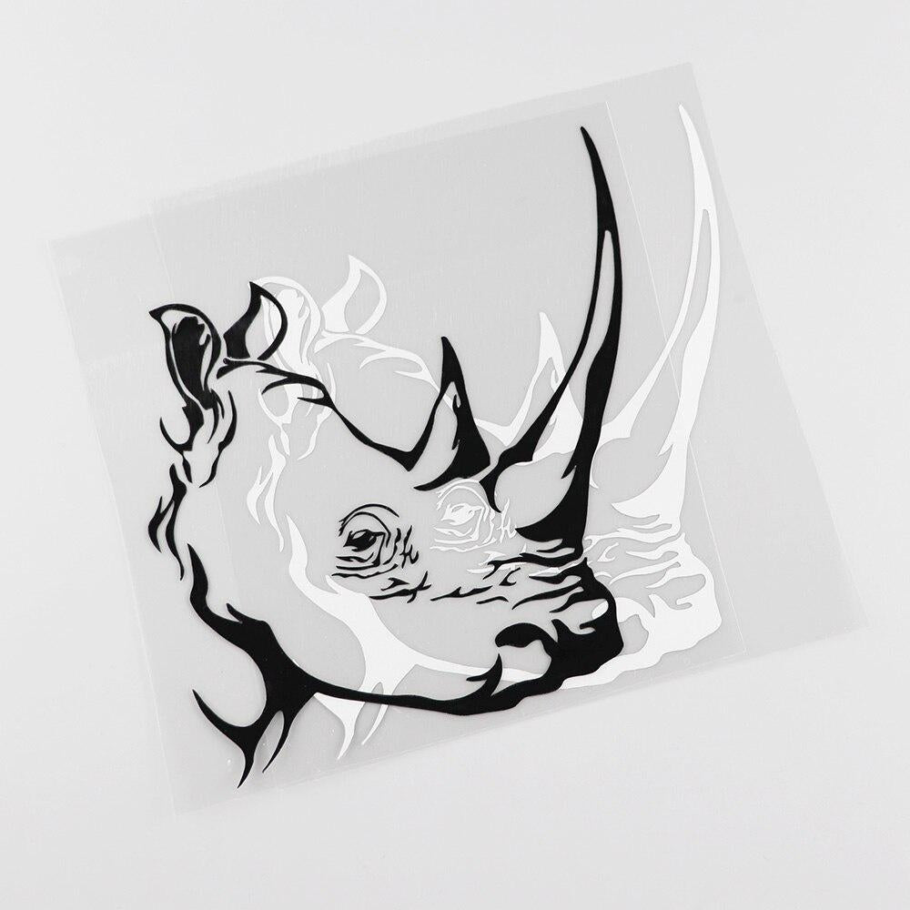 14.6CMX14.9CM Waterproof Animal Tribal Rhino Aggression Predator Vinyl Car Sticker