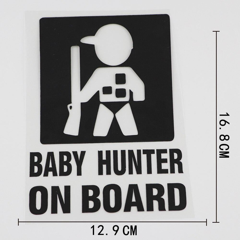 12.9CM*16.8CM Car Sticker Baby Hunter on Board Car Truck  Vinyl Window Decoration
