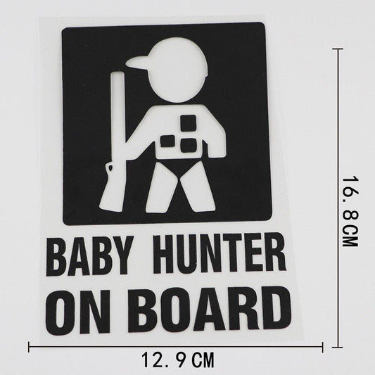 12.9CM*16.8CM Car Sticker Baby Hunter on Board Car Truck  Vinyl Window Decoration