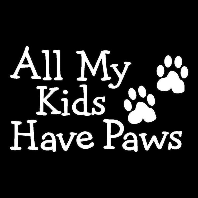 16.5*9.8CM ALL MY KIDS HAVE PAWS Dog Cat Pet Car Decals Funny Window Glass Decorative Stickers Black/Silver C4-0207