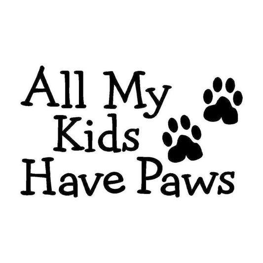 16.5*9.8CM ALL MY KIDS HAVE PAWS Dog Cat Pet Car Decals Funny Window Glass Decorative Stickers Black/Silver C4-0207