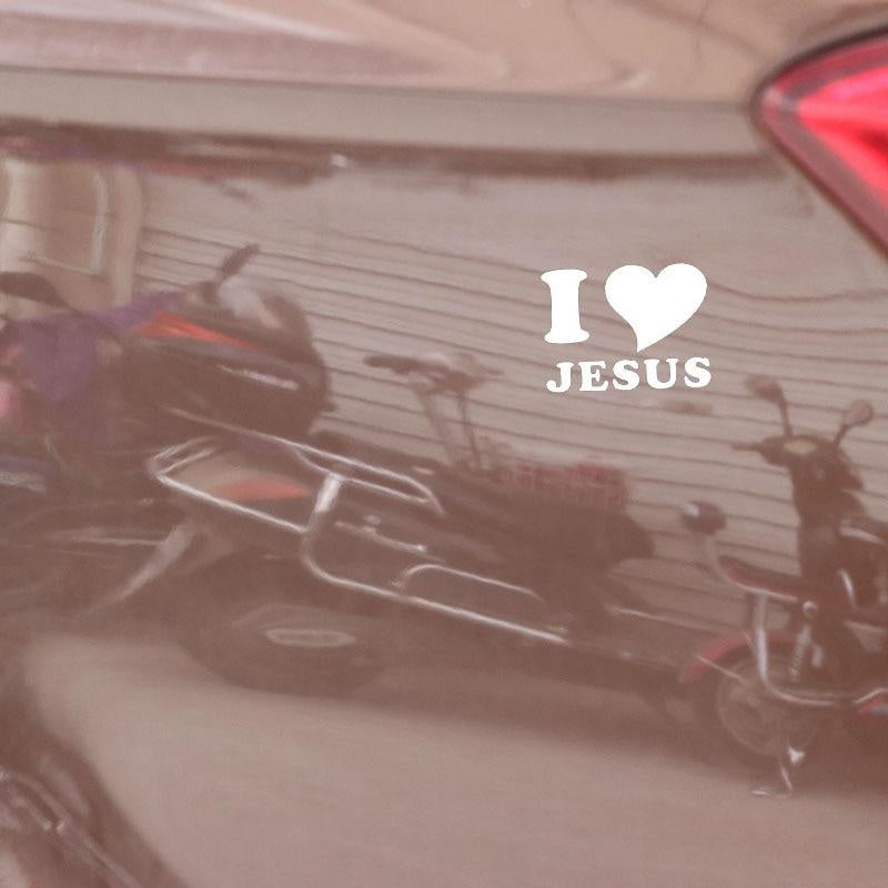 Fashion 12.7CM*9.5CM I LOVE JESUS HEART Christian Religious Vinyl Decal Car Sticker Black/Silver C3-1262