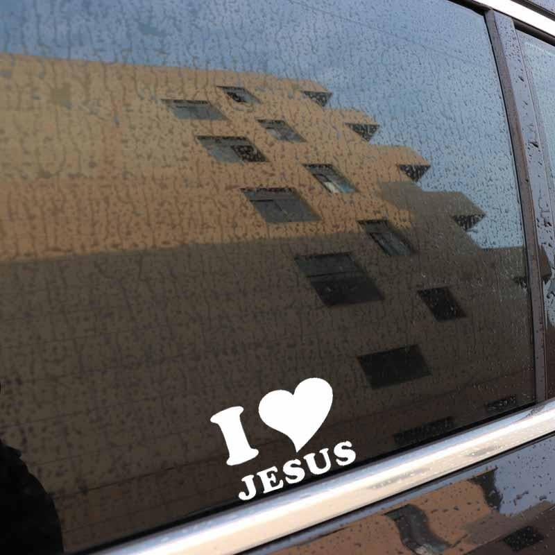 Fashion 12.7CM*9.5CM I LOVE JESUS HEART Christian Religious Vinyl Decal Car Sticker Black/Silver C3-1262