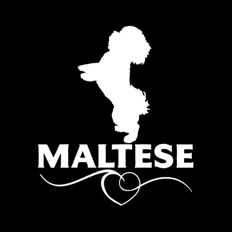 2020 NEW 12X13.9CM Maltese Love Vinyl Decal Car Sticker Dog Breed Pet Animal Black/Silver C24-1539
