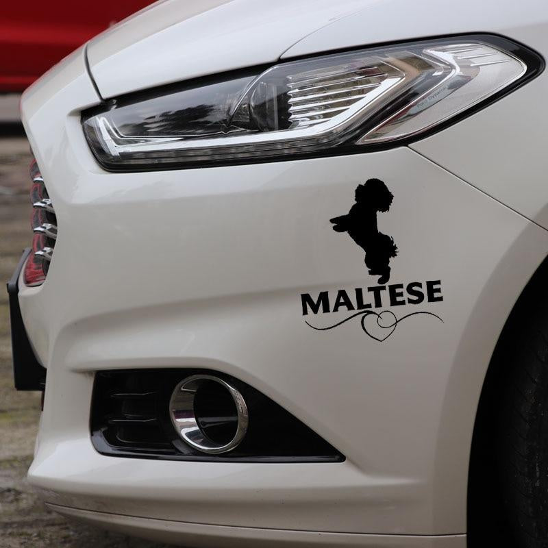 2020 NEW 12X13.9CM Maltese Love Vinyl Decal Car Sticker Dog Breed Pet Animal Black/Silver C24-1539
