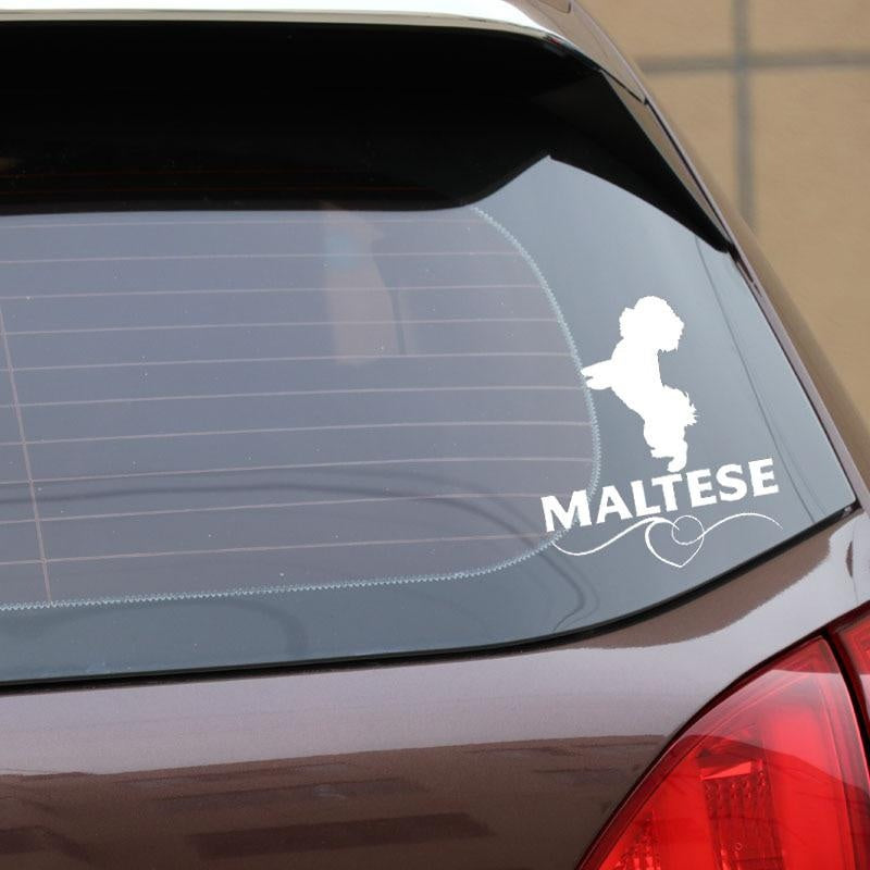 2020 NEW 12X13.9CM Maltese Love Vinyl Decal Car Sticker Dog Breed Pet Animal Black/Silver C24-1539