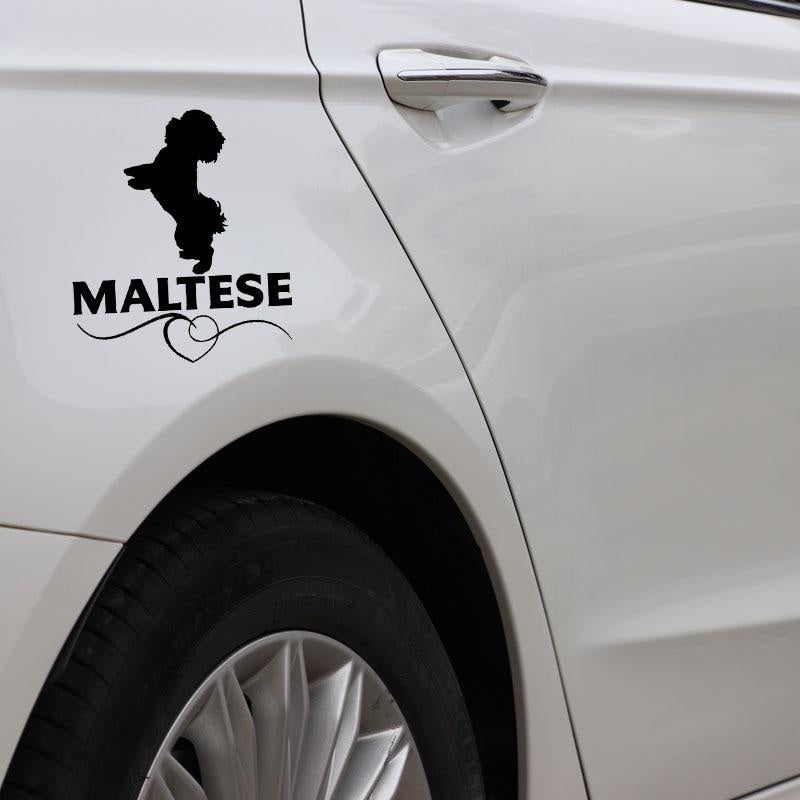 2020 NEW 12X13.9CM Maltese Love Vinyl Decal Car Sticker Dog Breed Pet Animal Black/Silver C24-1539