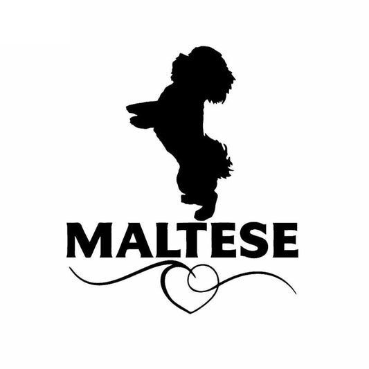 2020 NEW 12X13.9CM Maltese Love Vinyl Decal Car Sticker Dog Breed Pet Animal Black/Silver C24-1539