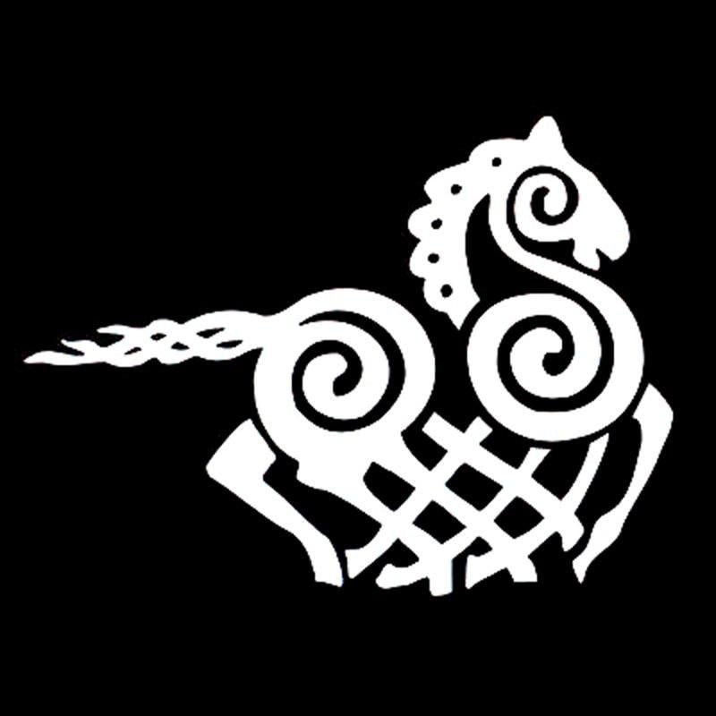 New Fashion 12.7cm*9.4cm Cartoon Viking Odin Horse Vinyl Decal Black/Silver Car Sticker  Car-styling S6-2879