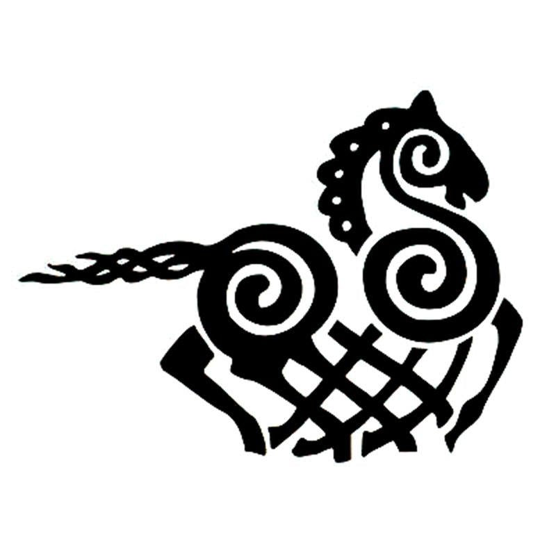 New Fashion 12.7cm*9.4cm Cartoon Viking Odin Horse Vinyl Decal Black/Silver Car Sticker  Car-styling S6-2879