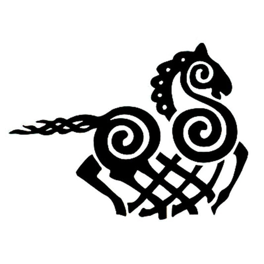 New Fashion 12.7cm*9.4cm Cartoon Viking Odin Horse Vinyl Decal Black/Silver Car Sticker  Car-styling S6-2879