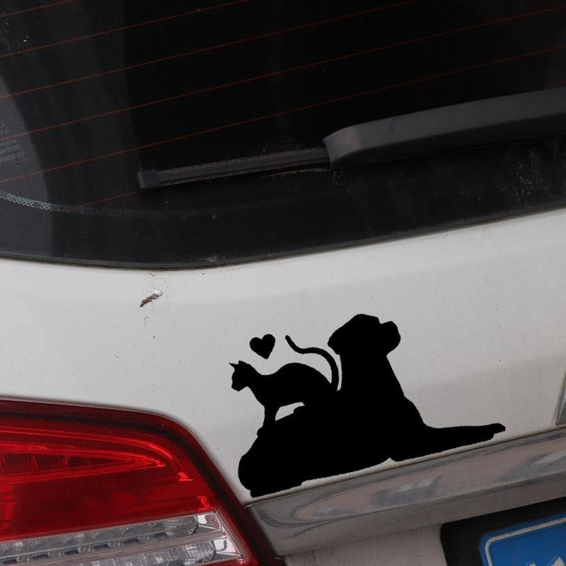 2020 NEW 15.8X9.4CM Vinyl Decal Kitten Dog Labrador Pet Heart Car Stickers Funny Pattern Black/Silver C24-1441