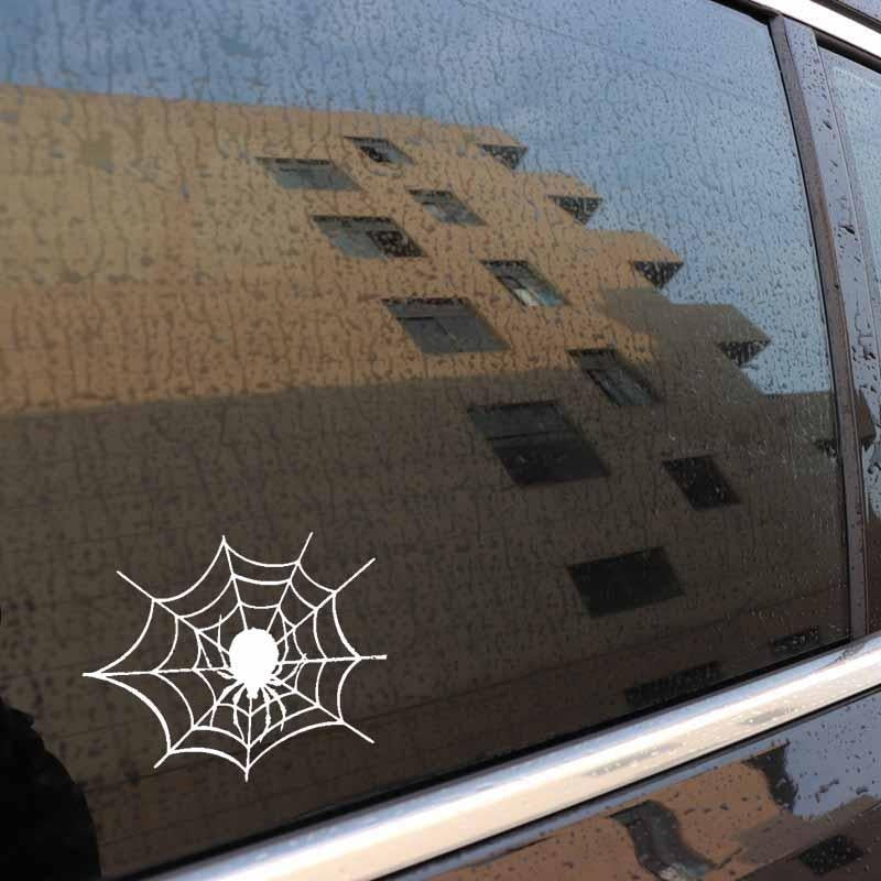 Fashion 15.2CM*12.5CM Spider On Web Car Sticker Vinyl Decal Black/Silver C19-0191