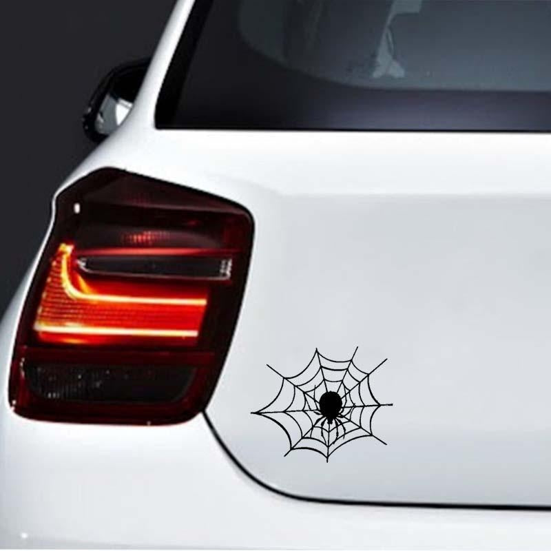 Fashion 15.2CM*12.5CM Spider On Web Car Sticker Vinyl Decal Black/Silver C19-0191