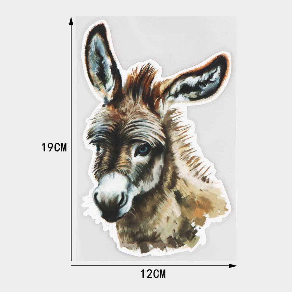12×19CM Art Pattern Donkey Portrait Scratch Occlusion Cartoon Decals Funny Car Stickers Accessories 21A-0191