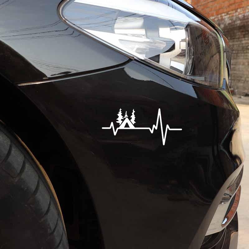 16.6CM*7.7CM Fun Camp Eagle Scouts Fishing Heartbeat Vinyl Black/Silver Car Sticker C22-1194