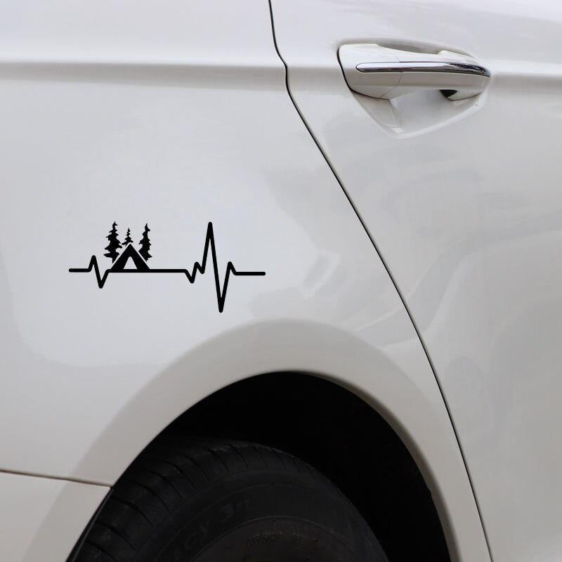 16.6CM*7.7CM Fun Camp Eagle Scouts Fishing Heartbeat Vinyl Black/Silver Car Sticker C22-1194